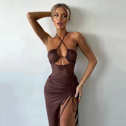 Abito Midi Senza Maniche Sexy da Donna, Vestito Aderente con Schiena Scoperta per Club Notturni e Feste, Vestidos Eleganti Para Mujer platinumshop