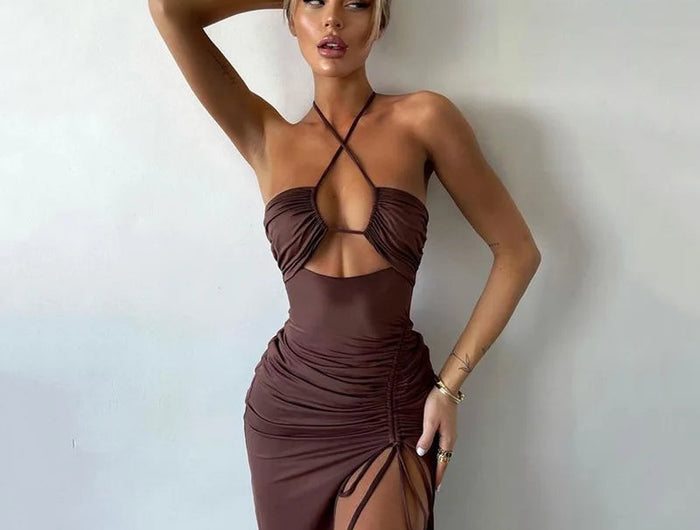 Abito Midi Senza Maniche Sexy da Donna, Vestito Aderente con Schiena Scoperta per Club Notturni e Feste, Vestidos Eleganti Para Mujer platinumshop