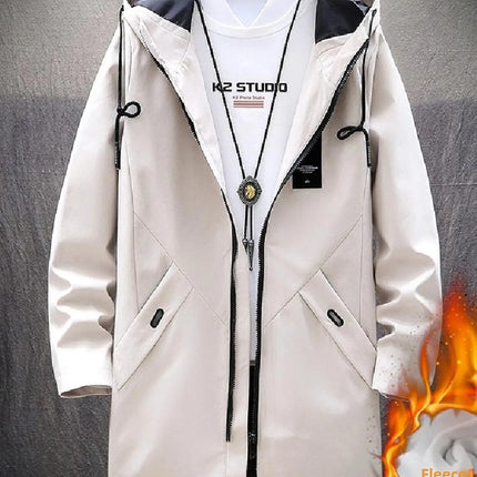 Thickened Fleece Lined Men's Casual Jacket Coat Autumn Winter Outerwear Fashionable Youth Style Zipper Closure Short Length