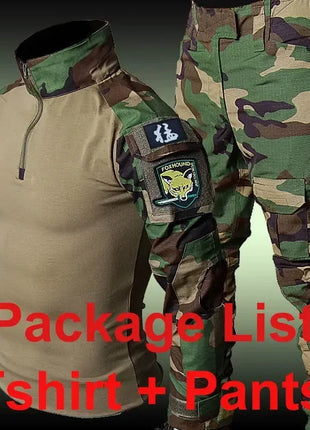 Woodland Tactical Unifirm Mens Sets Outdoor Hunting Training Suits Combat Shirts Ripstop Pants Workwear Clothes Wear-resisting PlatiNum