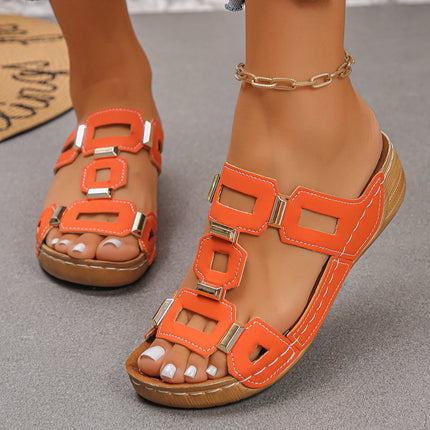 Women's Roman Style Large Size Sandals Beach Open Toe Slippers Summer Wedges Comfortable Outdoor Slip-on Shoes for Women