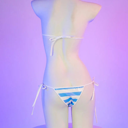 Set bikini in pelle con stampa a strisce classiche Nuovo costume da bagno sexy con fasciatura Costumi da bagno donna Costumi da bagno estivi Costume da bagno taglio alto platinumshop