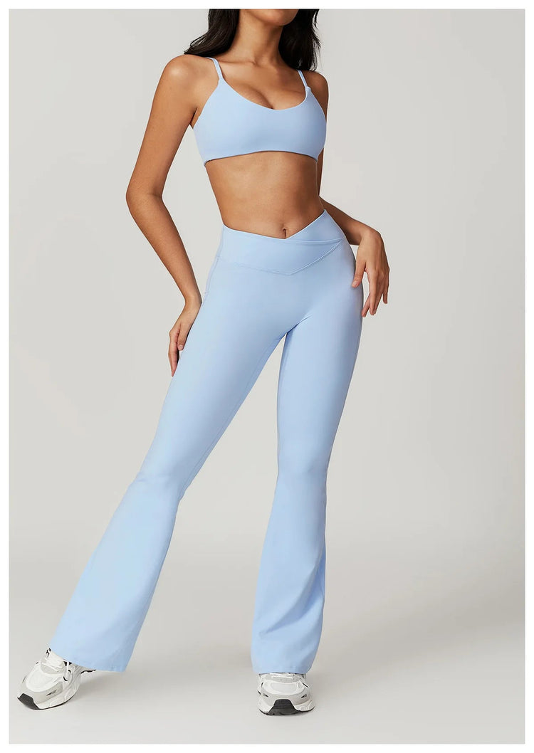 Flare Leggings Yoga Pants Women Bell-bottoms Yoga Tights High Waist Fitness Pants Stretch Gym Workout Sports Push Up Leggings PlatiNum