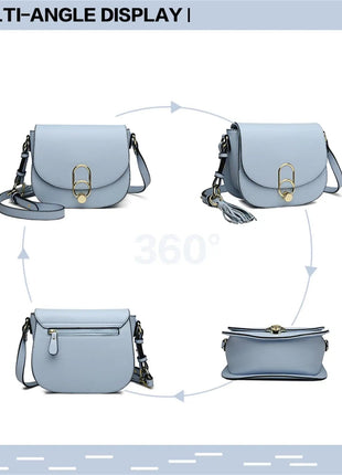 Miss Lulu WOMEN'S shoulder bag shoulder bag with zipper and tassel, modern, ideal for holiday and shopping, Crossbody Bag PlatiNum