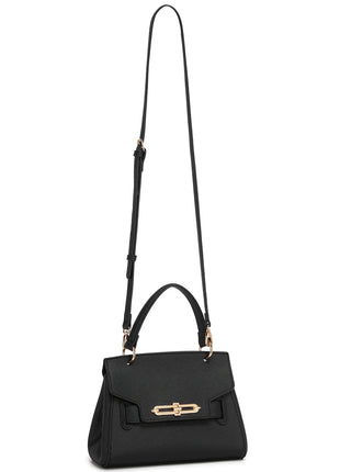 Miss Lulu WOMEN'S PU leather handbag elegant shoulder bag with anti-theft & detachable handles small PlatiNum