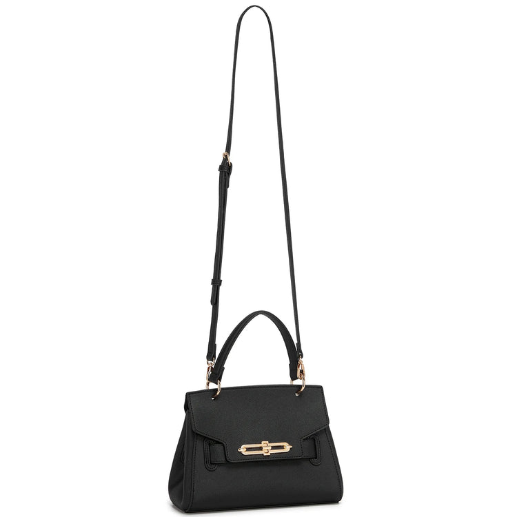 Miss Lulu WOMEN'S PU leather handbag elegant shoulder bag with anti-theft & detachable handles small PlatiNum