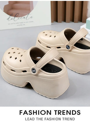 Sandali da Donna con Tacco Alto 9CM, Nuove Ciabatte Estive 2024, Scarpe da Spiaggia e Giardino con Suola Morbida, Impermeabili, Scarpe Forate da Donna per Esterni