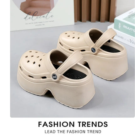 Sandali da Donna con Tacco Alto 9CM, Nuove Ciabatte Estive 2024, Scarpe da Spiaggia e Giardino con Suola Morbida, Impermeabili, Scarpe Forate da Donna per Esterni