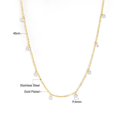 LUXUSTEEL Round CZ Pendant Necklace For Women White Colorful Cubic Zirconia Stainless Steel Collar Simple Luxury Wedding Jewelry PlatiNum