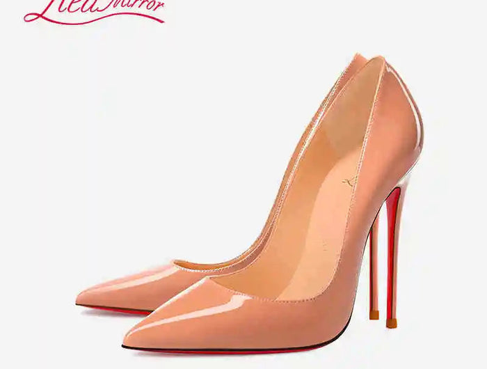 Tacchi da donna Colore nudo Tacco alto elegante da donna Scarpe nere di lusso donna 2025 Fondo rosso lucido Punta a punta Party Ladies Women platinumshop