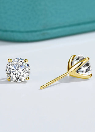 Orecchini a bottone in moissanite a 4 punte in oro massiccio 14 carati per le donne Orecchini a bottone con diamanti da sposa Gioielleria raffinata Regalo di compleanno platinumshop