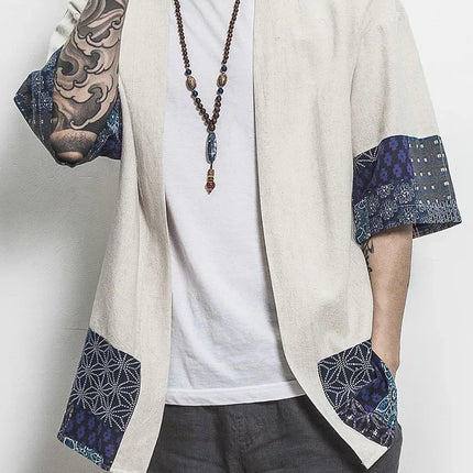 New Cotton Linen Shirt giacche uomo 2023Chinese Streetwear Kimono Shirt Coat Casual comodo Cardigan da uomo Plus Size 5XL