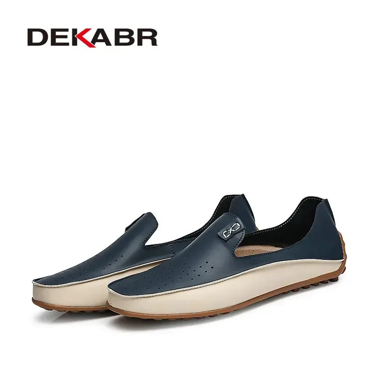 DEKABR Uomo Casual Appartamenti Moda Mocassini morbidi in vera pelle Mocassini di marca Scarpe da uomo traspiranti di alta qualità Plus Size 36-47