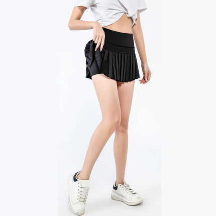 Modische Sommer-Sportshorts Damen Faltenrock Kurzer Rock Blendschutz Atmungsaktiver Tennisrock für Outdoor-Fitness
