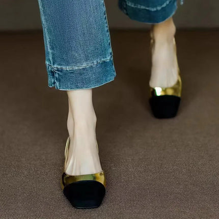 Sandali Donna Estivi 2026 Nuovi Colori Misti Ciabatte Slip-on Oro Tacco Basso Sgback Stile Romano Scarpe Casual Basse da Ragazza