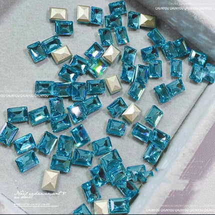 50pcs/bag Ice Sugar Rectangular Pointed Nail Art Jewelry Right Angle Nail Diamond Sugar Diamond Super Flash Nail Jewelry 6mmx8mm