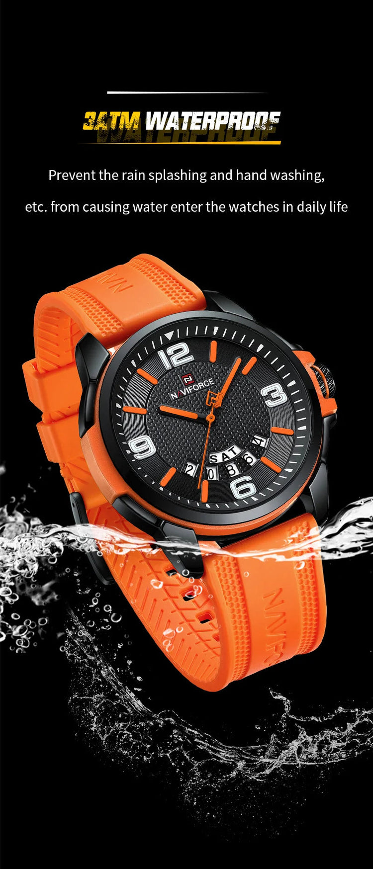NAVIFORCE Creativo cinturino in TPU orologio da polso maschile moda sportiva 3ATM quarzo impermeabile giorno e data display orologi da uomo Reloj Hombre platinumshop