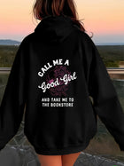 Dark Sweet & Cool Style, Front Zippered Hoodie with Skull and Rose Text Print for Women
