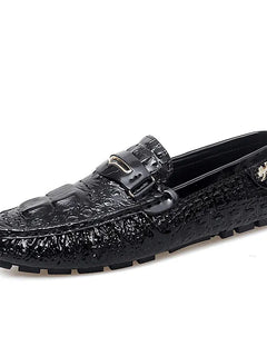Scarpe Slip-On da Uomo in Pelle di Coccodrillo di Lusso, Scarpe Casual Primaverili ed Estive per la Guida, Stile Coppia, Taglio Basso, Suola in Gomma Traspirante