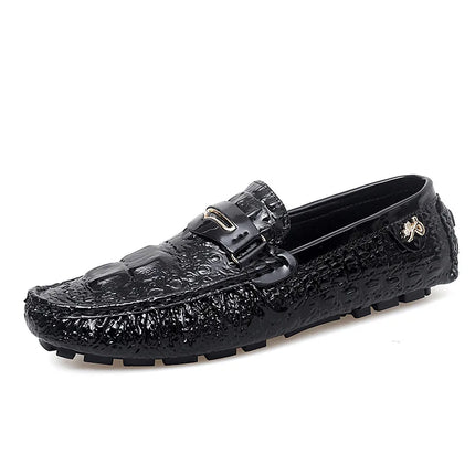 Scarpe Slip-On da Uomo in Pelle di Coccodrillo di Lusso, Scarpe Casual Primaverili ed Estive per la Guida, Stile Coppia, Taglio Basso, Suola in Gomma Traspirante
