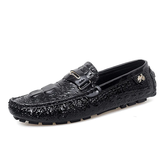 Scarpe Slip-On da Uomo in Pelle di Coccodrillo di Lusso, Scarpe Casual Primaverili ed Estive per la Guida, Stile Coppia, Taglio Basso, Suola in Gomma Traspirante
