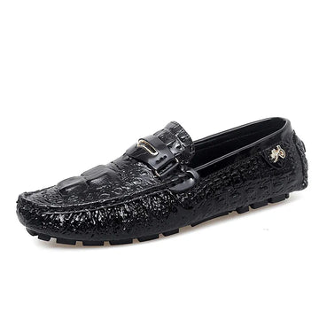 Scarpe Slip-On da Uomo in Pelle di Coccodrillo di Lusso, Scarpe Casual Primaverili ed Estive per la Guida, Stile Coppia, Taglio Basso, Suola in Gomma Traspirante