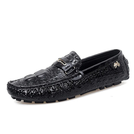 Scarpe Slip-On da Uomo in Pelle di Coccodrillo di Lusso, Scarpe Casual Primaverili ed Estive per la Guida, Stile Coppia, Taglio Basso, Suola in Gomma Traspirante
