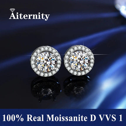 Promotion Moissanite Earrings for Women Pass Diamond Test Pen 100%  With Certificate Ear Studs 925 Sterling Silver Fine Jewelry PlatiNum