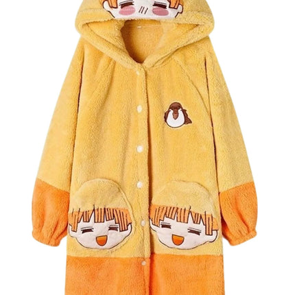 Demon Slayer Kanroji Mitsuri Tokito Muichiro Women Autumn Winter Loungewear Coral Fleece Robe  Love Hashira Cosplay Home Pajamas