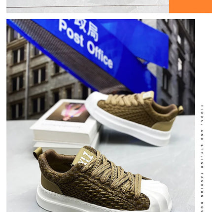 Sneakers Casual Men Designer Classic Shell Toe Board Shoes Fashion Leather Fabric Breathable Height Increased Platform Gym Shoes