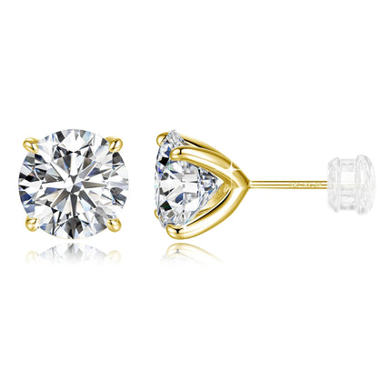 Orecchini a bottone in moissanite a 4 punte in oro massiccio 14 carati per le donne Orecchini a bottone con diamanti da sposa Gioielleria raffinata Regalo di compleanno platinumshop