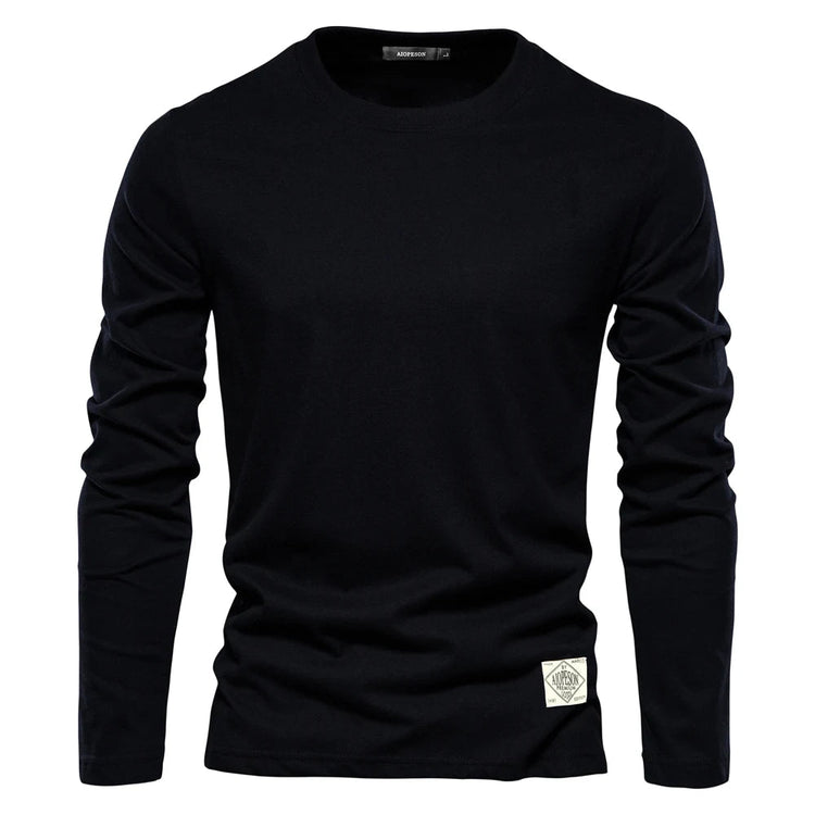 100% Cotton Long Sleeve T Shirt For Men Solid Spring Casual Mens T-shirts High Quality Male Tops Classic Clothes Men's T-shirts PlatiNum