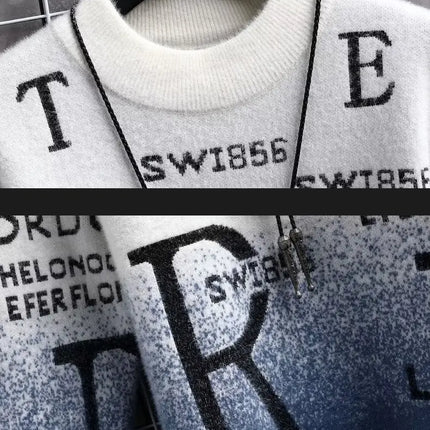 2024 Men's Sweater Korean Autumn Winter Fashion Men Clothing English Elements Sweater Men Casual Pullover O-Neck Sweaters Men