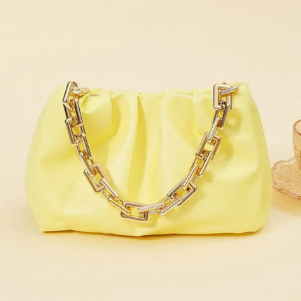 Versatile Women Bag Chain Strap Wide Chain Golden Luxury Fashion Bag Accessories Fashion Chain Bag PlatiNum
