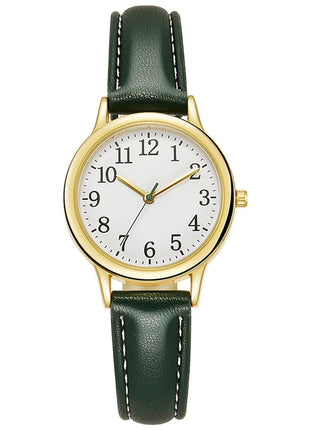 Orologio al quarzo da donna alla moda per il tempo libero, numeri arabi facili da leggere, quadrante semplice, cinturino in pelle PU, colore caramella platinumshop