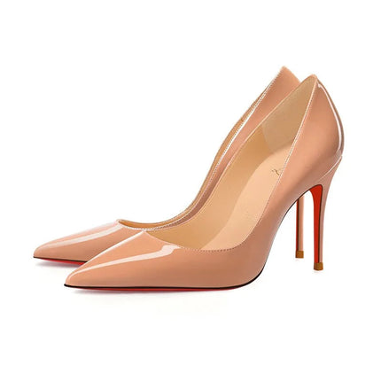 Nuovo cuoio laccato rosso tacco fine a punta bocca superficiale versatile tacco alto scarpe singole nere sexy scarpe da donna moda festa platinumshop
