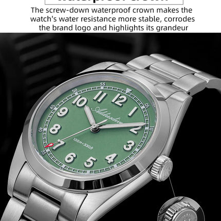 ADDIESDIVE Luxury Men's Watch 100m Water Resistance Sapphire Glass BGW9 Super Luminous Quartz Movement Stainless Steel Bracelet