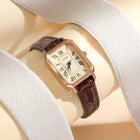 Orologio al quarzo con puntatore rettangolare Casual orologio da polso analogico in pelle PU retrò moda roma per donna e ragazza platinumshop