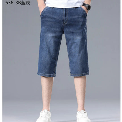 Nuovi Pantaloncini in Denim Sottili da Uomo Estate 2026, Morbidi e Confortevoli, Effetto Seta Ghiaccio, Vestibilità Ampia, Blu Chiaro e Blu Scuro, Taglie Grandi