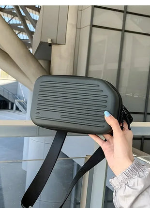 Borsa a tracolla rigida nera, leggera e portatile, per adulti, ideale per il trasporto quotidiano, lo shopping, le brevi camminate all'aperto e l'uso quotidiano.