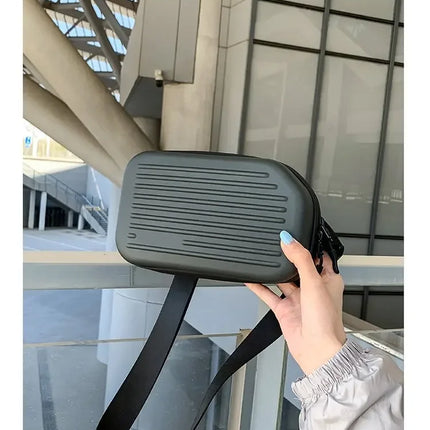 Borsa a tracolla rigida nera, leggera e portatile, per adulti, ideale per il trasporto quotidiano, lo shopping, le brevi camminate all'aperto e l'uso quotidiano.