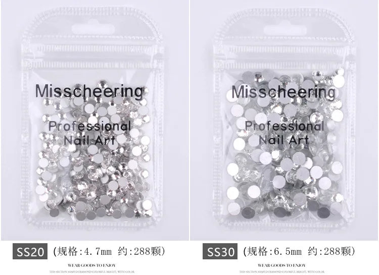 144/288 /1440pcs SS3-SS50 Crystal AB Clear Nail Rhinestones Non Hotfix Flat Back Stones DIY Strass Nail Art Decor Accessories