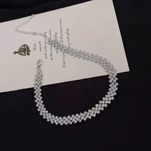Luxury Shiny Full Rhinestone Choker Necklace for Women Personalized Geometric Crystal Necklaces Wedding Jewelry Party Gifts PlatiNum