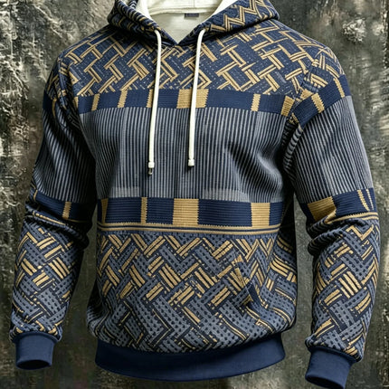 Unisex 3D Print Hoodie Ethnic Knit Geometric Pattern Pullover Long Sleeve Kangaroo Pocket Casual Autumn Winter Sweatshirt