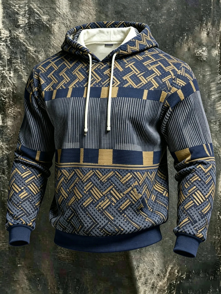 Unisex 3D Print Hoodie Ethnic Knit Geometric Pattern Pullover Long Sleeve Kangaroo Pocket Casual Autumn Winter Sweatshirt