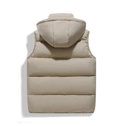 Winter Men Thicken Warm Sleeveless Vests Mens Autumn Detachable Hat Outwear Hooded Waistcoat Vest Jackets Mens Casual Vests Male