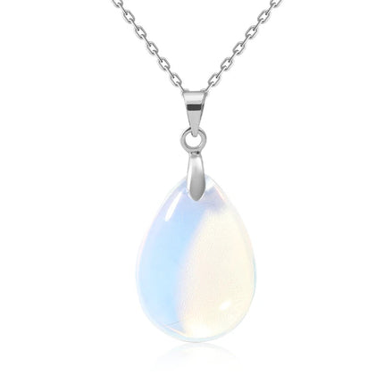 New Fashion Natural Stone Crystal Pendant Teardrop Simple Pendant Necklace Earrings Making Jewelry With Chain collar PlatiNum