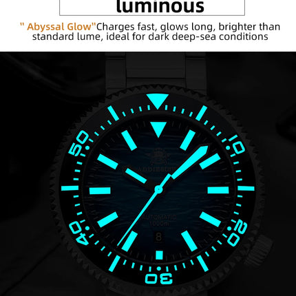 ADDIESDIVE New Men's Automatic Dive Watch Sapphire Crystal 3D Dial Ultra Bright Lume 1000m Water Resistance Men's Business Watch