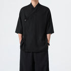 Camicie Estive 2026 da Uomo, Stile Cinese Retrò Tradizionale in Lino Traspirante, Abbigliamento Maschile per Kung Fu e Tai Chi, Bluse Casual Stile Tang