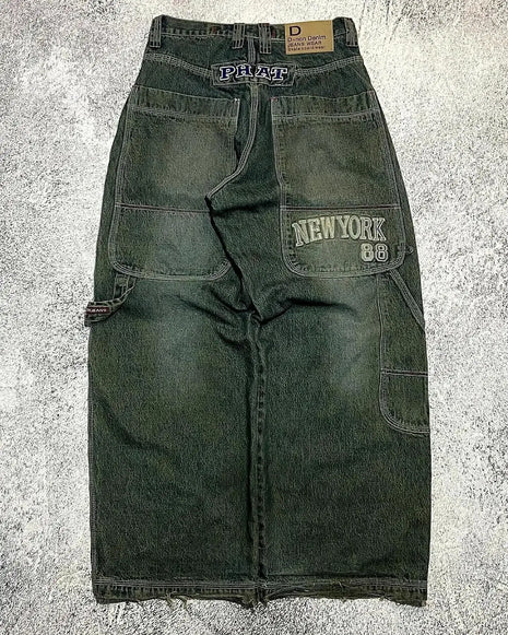 Streetwear Vintage New Fashion Jeans larghi con stampa oversize Donna Y2K Harajuku Gotico Hip Hop Pantaloni casual a vita alta popolari